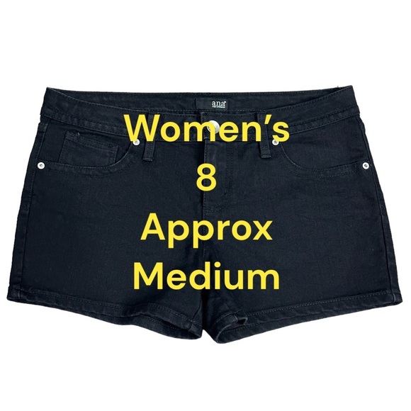 Women's a.n.a New Approach 8 Medium Denim Shorts Jeans Jean Black Stretch Short - Picture 2 of 7